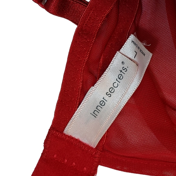 CHRISTMAS OR VALENTINES! Inner Secrets Red Chemise with Feather Edge Top - Picture 10 of 10